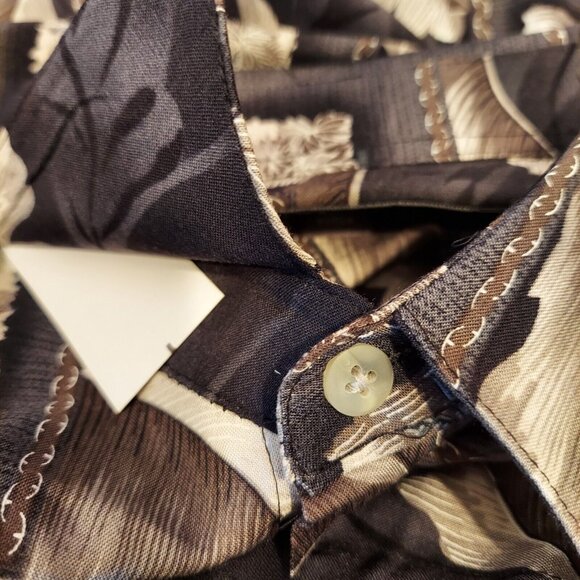 Croft & Barrow Mens M Black Grey Palm Hawaiian Button Up Short Sleeve Casual vac - Picture 6 of 11